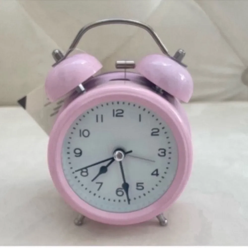 New  4 Inches Twin Bell Alarm Dial, Battery Operated Clock-pink